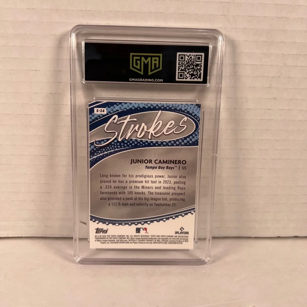 2024 Topps Chrome Junior Caminero Strokes Refractor Rookie GMA 10 Gem Mint S24